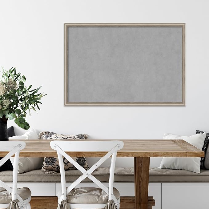 Amanti Art Silver Framed Magnetic Board 26x38 Large Vision Board for use with Magnets, 100% Metal Sheet to Display Items as Office Decor or for Home Organization in mudroom, Kitchen or Kids Room