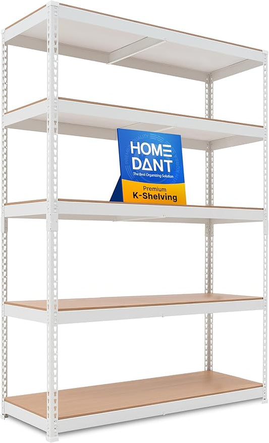 HOMEDANT 47.7" W 5 Tier Heavy Duty Garage Shelving Adjustable Metal Rack Storage Shelves Standing Shelf Unit Organizers Industrial Warehouse Basement Black 1Pack