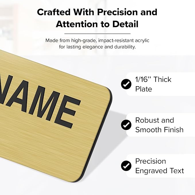 Custom Engraved Name Tags, Magnetic Tags, Personalized Name Tags, 1" x 3", Durable Engravable Impact Acrylic Material, Made in the USA by My Sign Center (Classic Rectangle)