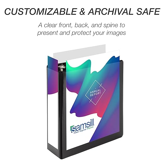 Samsill Economy 2 Inch Mini 3 Ring Binder, Made in The USA, 9.1" x 7.5" Round Ring Binder, Non-Stick Customizable Cover, Black