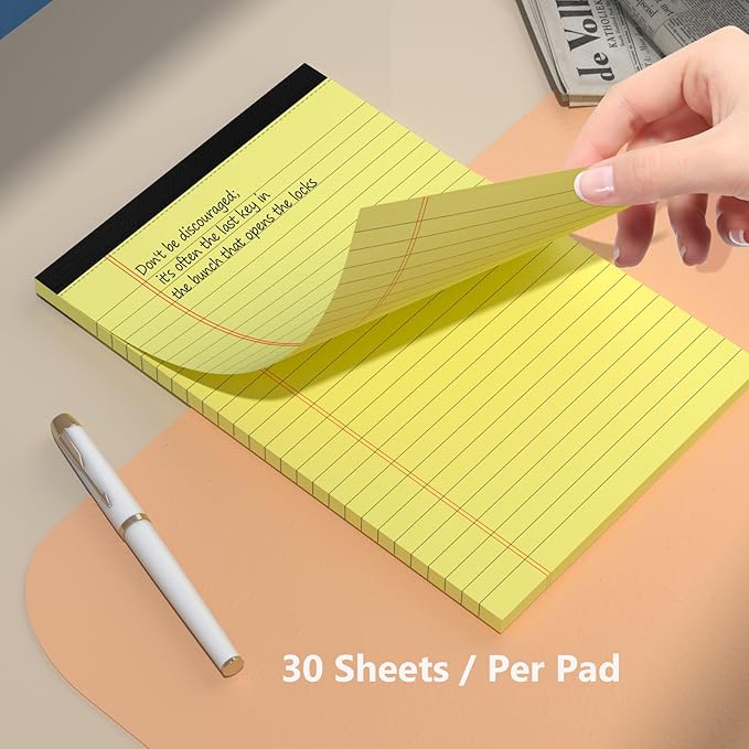 5" x 8" Yellow Legal Pads Writing Pads 12 Pack of Notepad 80gsm Paper Small College Ruled Note Pads Perforated Memo Pads 30 Sheets Yellow Paper Pad