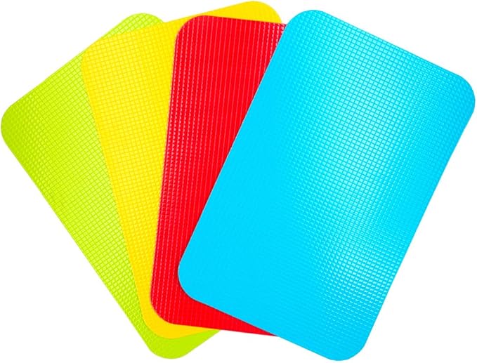 Carrollar Small Flexible Plastic Cutting Board Mats, Cutting Boards Mats With Food Icons, Gripped Back and Dishwasher Safe, Set of 4 (7.5x11.4inch)