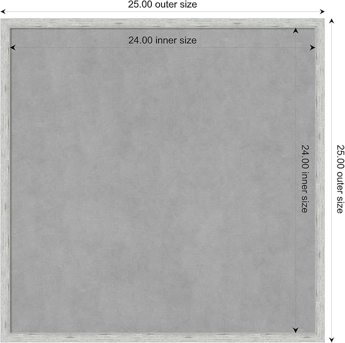 Amanti Art Silver Framed Magnetic Board 25x25 Medium Vision Board for use with Magnets, 100% Metal Sheet to Display Items as Office Decor or for Home Organization in mudroom, Kitchen or Kids Room