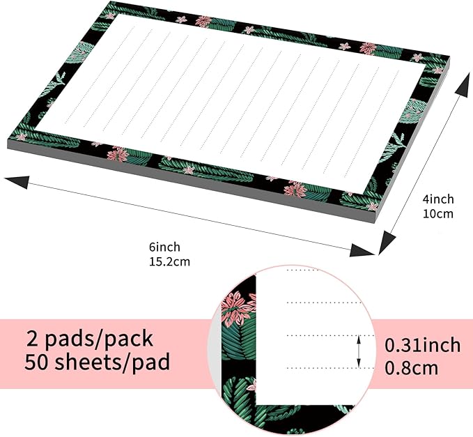 SXboxing Sticky Notes 4X6 Inches, 2 Pack Large Cute Self-Stick Pads, Bright Funny Memo Pads Easy to Stick for Home, Office Boho Cacti