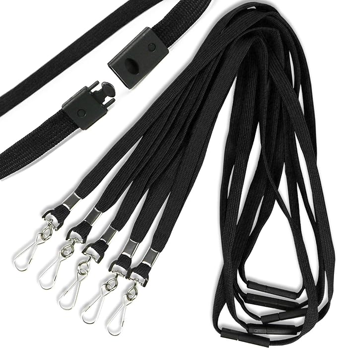 Ollain 25 Pack Breakaway Lanyard with J-Hook Bulk Flat Lanyards for Name tag ID Badges