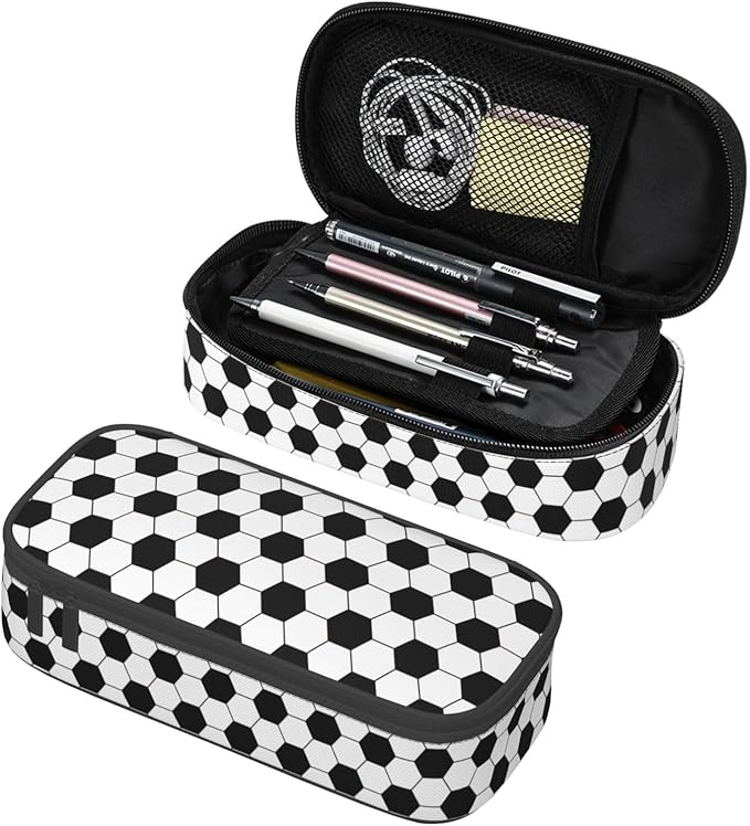 Soccer Texture Pencil Case Big Capacity Storage Pencil Pouch Stationery Bags With Zipper Portable Pen Holder Box Organizer For Boys Girls Teens Student College School Office Supplies