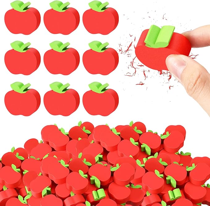 60pcs Mini Apple Erasers for Kids Bulk Classroom Welcome Back to School Gifts Classroom Counting Math Manipulatives Teacher Supplies Stationary Party Favors