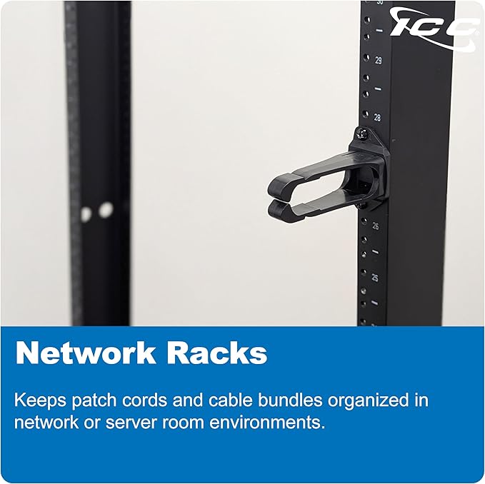 ICC 1.25” Plastic Cable Management Ring, Horizontal, Rack or Wall Mount, Pack of 10 – Cable Organizer for Structured Wiring and Equipment Racks