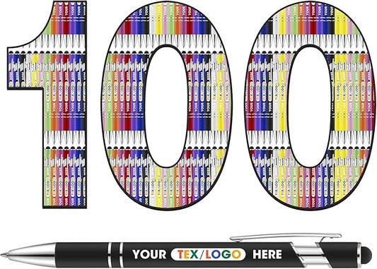 ENOMY Personalized Pens Bulk Free Engraved with Logo/Name/Message Black Ink Custom Pens Customized Stylus Ballpoint Pens Ideal Gifts for Business Anniversary (100)