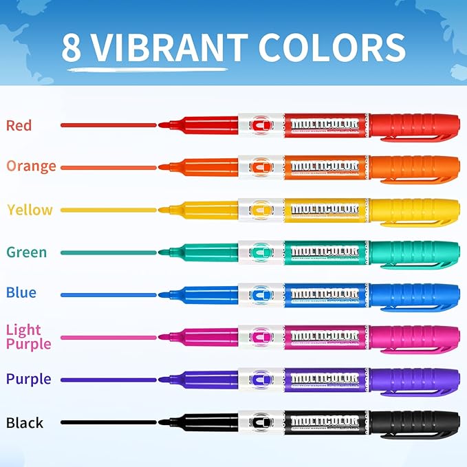 Dry Erase Markers, Fine Tip Whiteboard Marker, Low Odor Dry Marker, Fine Point Markers are pecfect for Whiteboard Mirrors Glass, Assorted Color Markers for School Office Home (24 Pack 8 Colors)