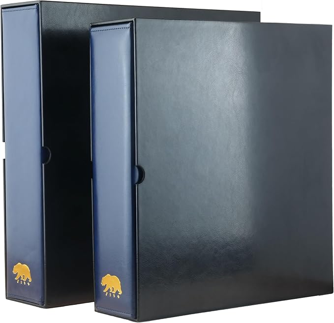 Ursae Minoris Estate Library Deluxe 4 Q-Ring Large Format Binder for Up to 2400 Sports / Trading Cards - Deep Blue with Black Slipcase
