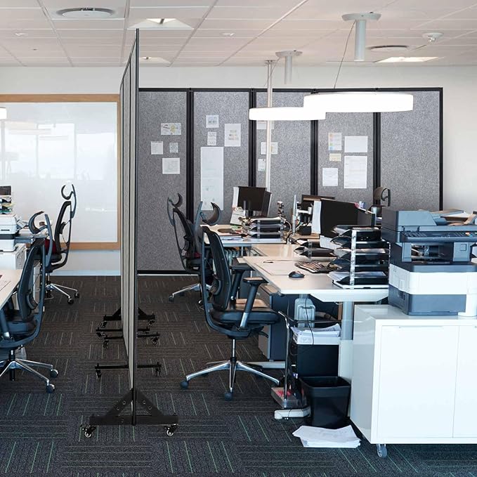 Strongbird Room Partition,Folding Privacy Divider,Office Partition Dividers,Office Dividers Wall, 10'6"W x 6'7"H,Light Grey
