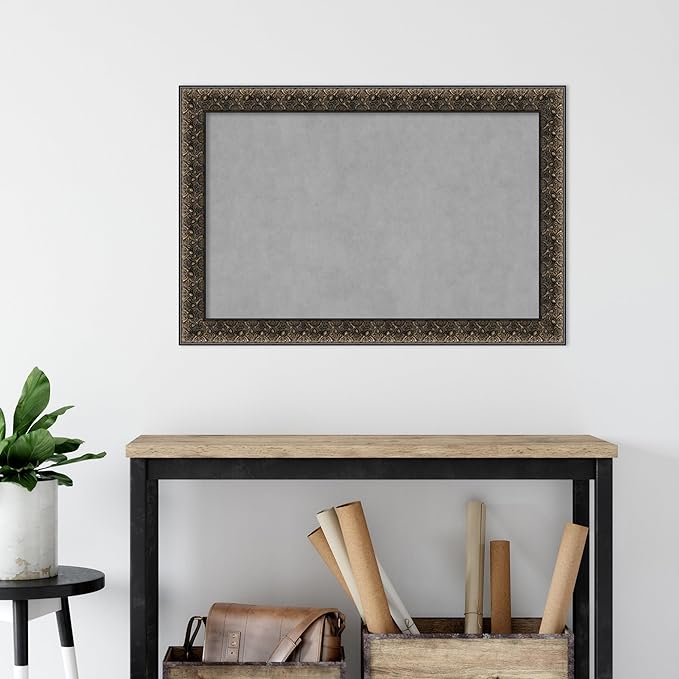 Amanti Art Black Framed Magnetic Board 25x37 Large Vision Board for use with Magnets, 100% Metal Sheet to Display Items as Office Decor or for Home Organization in mudroom, Kitchen or Kids Room