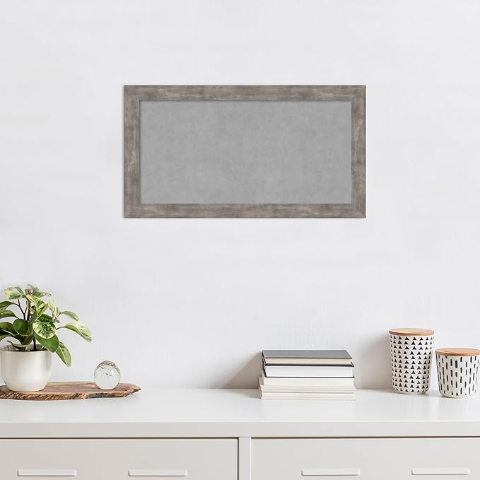 Amanti Art Silver Framed Magnetic Board 15x27 Small Vision Board for use with Magnets, 100% Metal Sheet to Display Items as Office Decor or for Home Organization in mudroom, Kitchen or Kids Room