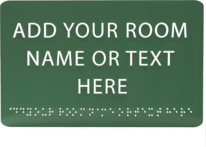 ADA CENTRAL SIGNS - 9" X6" Personalized Custom Sign - ADA Compliant Tactile Graphics Grade 2 Braille Text Acrylic Wall Signs - Add Your Room Name Text Sign for Home School Office Business Workplace