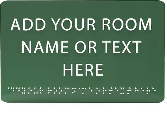 ADA CENTRAL SIGNS - 9" X6" Personalized Custom Sign - ADA Compliant Tactile Graphics Grade 2 Braille Text Acrylic Wall Signs - Add Your Room Name Text Sign for Home School Office Business Workplace