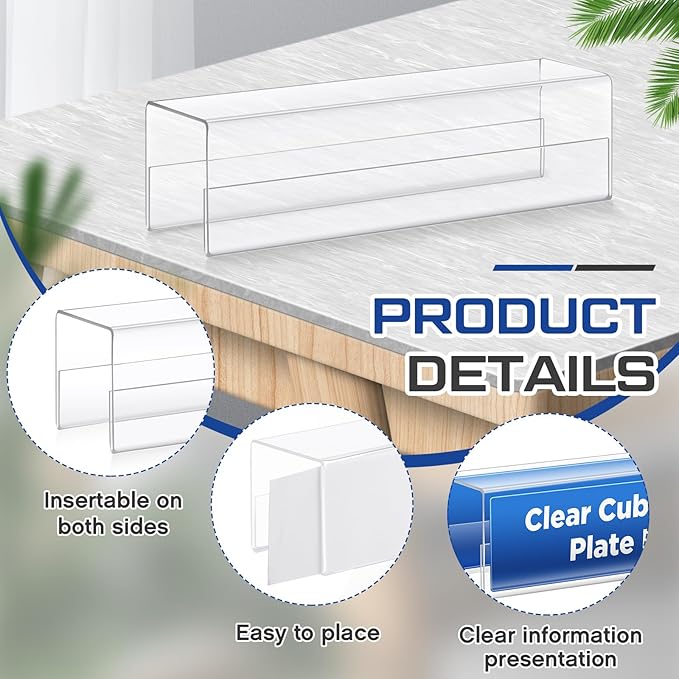 Cinnvoice 20 Pcs 2.25 Inch Cubicle Name Plate Holders Bulk Clear Double Sided Name Sign Tags for Home Library Doors Office Classroom 8.5 x 2.5 x 2.4 Inch