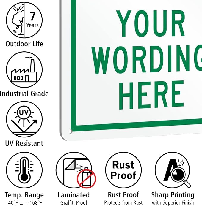 SmartSign 14 x 10 inch Custom “Reserved Parking” Metal Sign - Add Text, 40 mil Laminated Rustproof Aluminum, Green and White, Made in USA