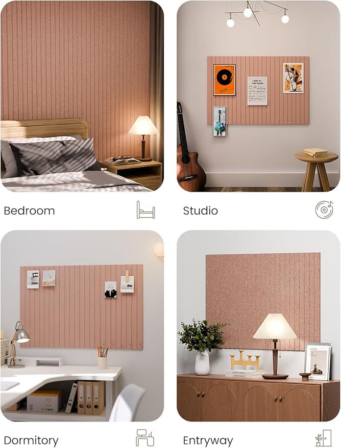 Large Felt Bulletin Board 36"x24" Cork Board Alternative - 6 Pack with 40 Safe Removable Adhesive Tabs, Cork Boards for Walls Felt Boards for Home Office Classroom Pin Board-Terracotta