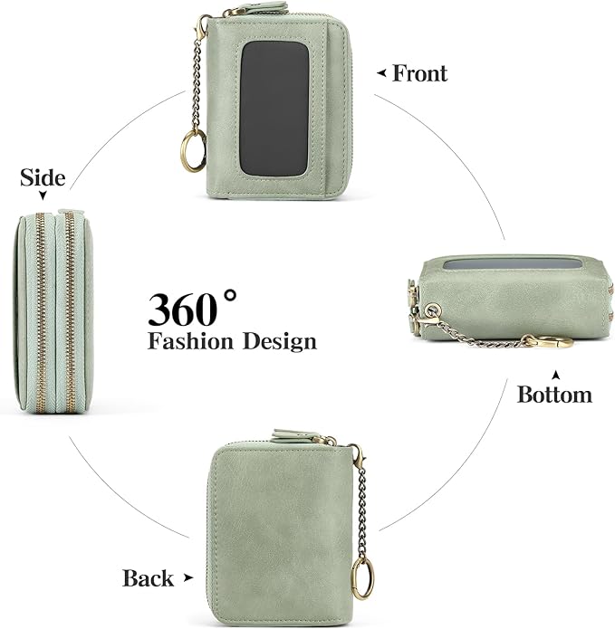 GOIACII Small Genuine Leather Wallet for Women, RFID Blocking Credit Card Holder Wallet