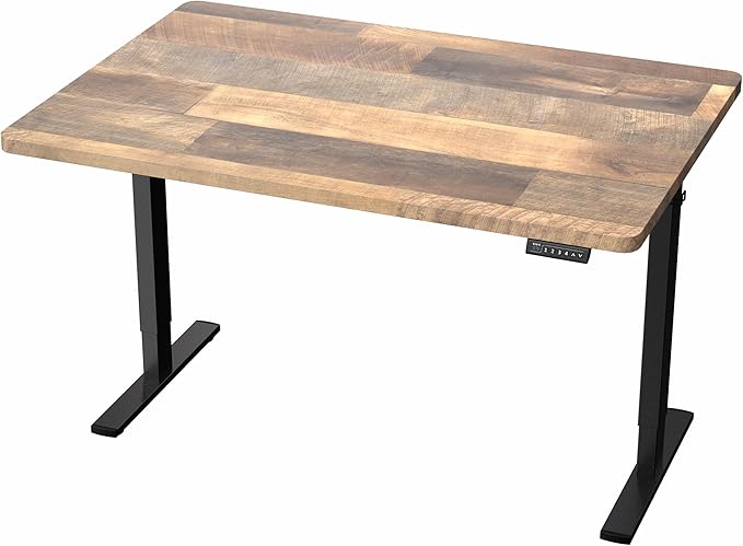 VIVO Electric 48 x 30 in Standing Desk, Memory Height Adjustment, 1B Series, Holds 220 lbs, One-Piece Reclaimed Wood Top, Black Frame, DESK-KIT-1B5P