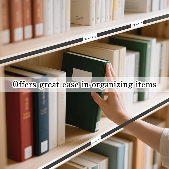 60 Pcs 47.8 x 1.37 Inch Shelf Label Strips Black Clear PVC Ticket Channel Back Adhesive for Stick on Price Data Tag Holder for Convenience Supermarkets Shops