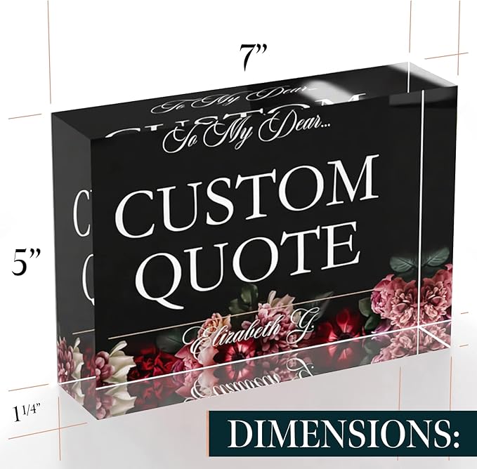 Personalized Gifts, Custom Quote Block Letter Board,Crystal-Clear Acrylic with Gift Box,17 Styles, Holiday and Christmas Gift for Mom, Dad, Girlfriend, Him or Her, Husband, Wife (5"x7, Floweret)