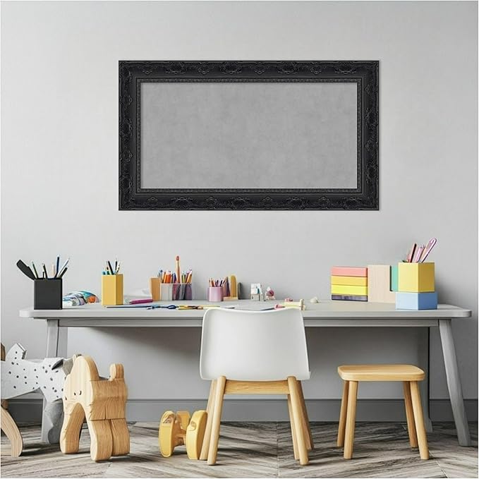 Amanti Art Black Framed Magnetic Board 16x28 Small Vision Board for use with Magnets, 100% Metal Sheet to Display Items as Office Decor or for Home Organization in mudroom, Kitchen or Kids Room
