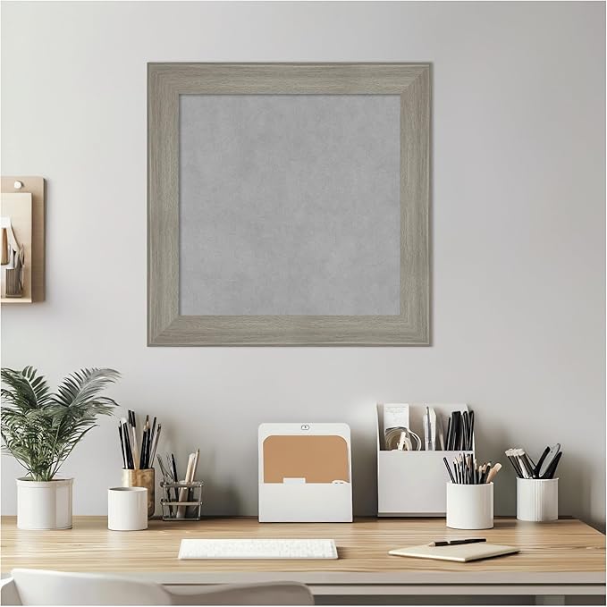 Amanti Art Grey Framed Magnetic Board 20x20 Small Vision Board for use with Magnets, 100% Metal Sheet to Display Items as Office Decor or for Home Organization in mudroom, Kitchen or Kids Room