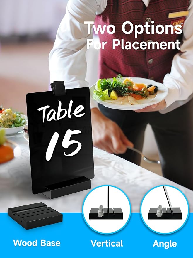 Kivsty 2 PCS Desktop Black Dry Erase Board with Stand - 8” x 6” Small Acrylic Black Board with Marker and Magnetic Clip, Reusable Desk Notepad, to-Do List, Menu Board Signs for Bar, Office, Home