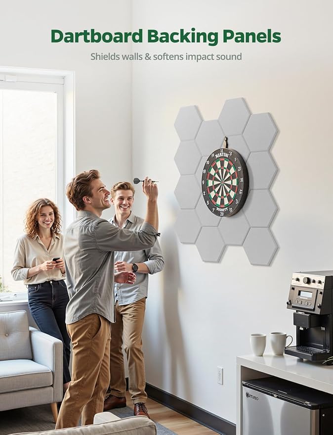 Large Bulletin Board 12" x 10", 12 Pack White Cork Boards for Walls, Self-Adhesive Hexagon Felt Pushpins Wall Tiles, Display for Messages, DIY Notice, Photo Decorations, Classroom, Office, Bedroom