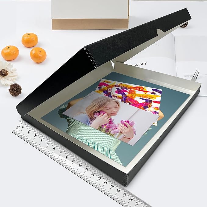 Lineco, Archival Folio Storage Box. Acid-Free, Metal Edge Boxboard, Clamshell Lid. 16 x 20 x 1.75 Inches. Preserves and Organize, Stores Photos, Documents, Craft, Prints, DIY. Black, Pack of 2