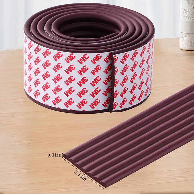 VOCOMO Corner Protector for Baby, Widen Edge Protector with Adhesive Backing, Baby Proofing Edge Corner Protect Self Adhesive Furniture Guard Bumper for Table, Desk, Fireplace (Dark Brown, 6.6ft)