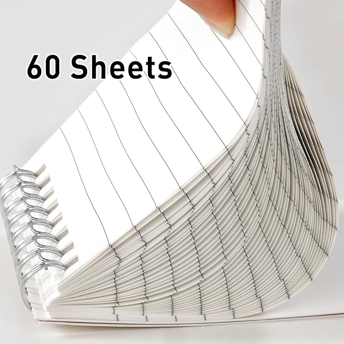 Dynta Pocket Notebook Bulk 60 Packs, 3x5 Inch Small Notepad Top Bound With Lined Pages, 10 Vibrant Colored Mini Spiral Notebooks 60Sheets/120Pages (80GSM), Memo Pads for Home, School, College, Office
