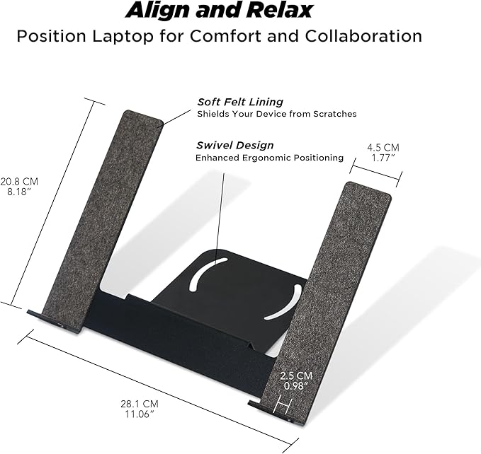 ULTRARM Moodular Add-ons Laptop Tray Stand [Accessory Only - Requires Moodular Wooden Monitor Stand Slide Rails for Use] Black MSA-LT