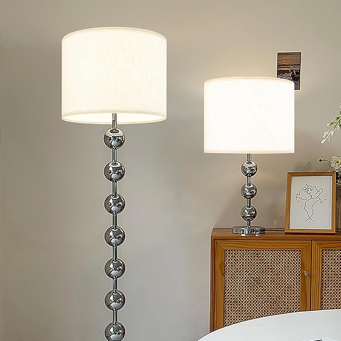 White Linen Lampshades Set of 2 Large, Drum Lamp Shade 16" Top x 16" Bottom x 12" High (Spider) Modern Lamp Shades for Table Lamps & Floor Lamp - Lampshades Replacement,Required Assembly -By GO&SO