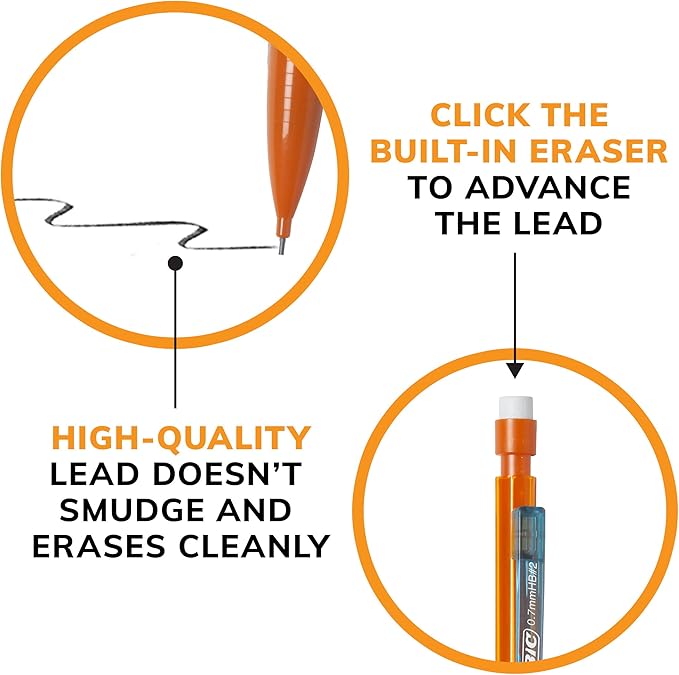 BIC Xtra Smooth Mechanical Pencil, 0.7 mm Medium Point, Refillable and Retractable, 40-Count Pack