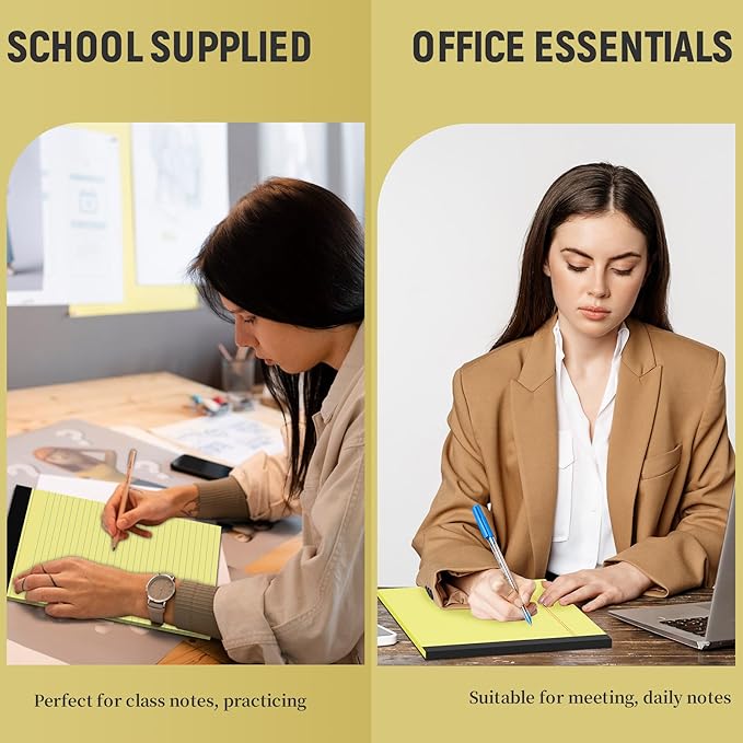 Legal Pads 8.5 x 11 College Ruled, 12 Pack Yellow Legal Note Pads 8.5 x 11 Perforated Paper Tablets 8-1/2 x 11 Narrow Ruled Writing Note Pads 30 Sheets Pads of Paper Notepads Yellow Notebook Notepad