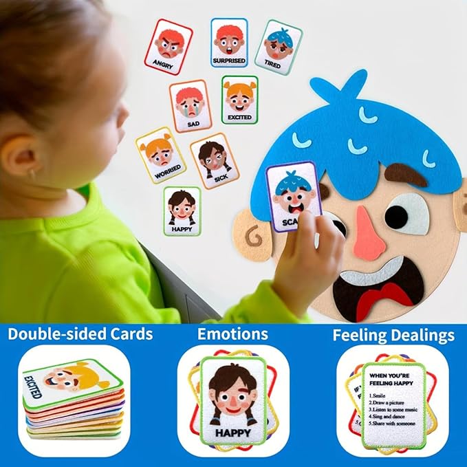 Children's Felt Expression Face DIY Activity Toy, Children's Social Emotional Learning Activity Expression Board Emotional Expression, Educational Puzzle Game Early Education
