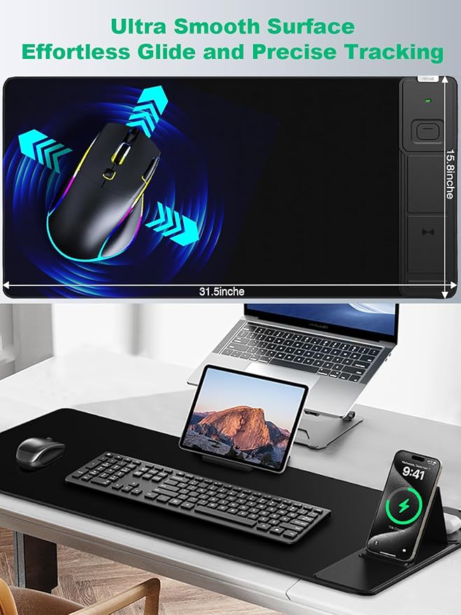 Mouse Pad, Office Desk Mat, Large Gaming Mousepad with Superior Micro-Weave Cloth, XXL Desk Pad with Stitched Edges, Non-Slip Writing Pad for Gamer, Laptop, Work & Home