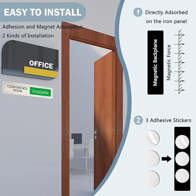 Conference in Use or Available Sign,Vacant Occupied Status for Home Office Hotles Hospital Restroom, Vacant Occupied Slider Door Sign Tells Whether Room in Use or Available,7'' x 1.5'' - Stainless Steel ,Silver