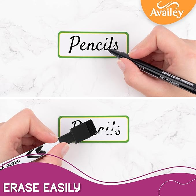 Availey 40 Pieces (3 x 2) - Colored Border Magnetic Dry Erase Labels - Reusable Strips for Classroom Home Office Garage - Refrigerator Blank Writable Erasable Cards - Name Tags Students Locker Shelf