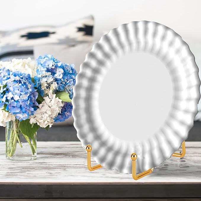 Decolore 6 Inch 5 Pack Gold Metal Display Stands Plate Stand Display Stands for Picture, Decorative Plate, Book, Photo Easel, Artistic Work