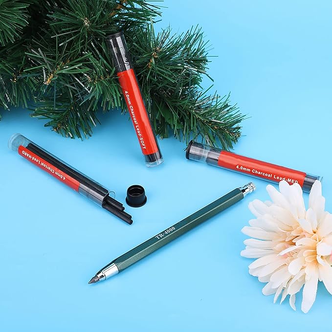Fayelume 4mm Lead Holder, Mechanical Pencil Lead, Clutch Pencil, with Charcoal Pencils Core, for Art Sketching Calligraphy Marking