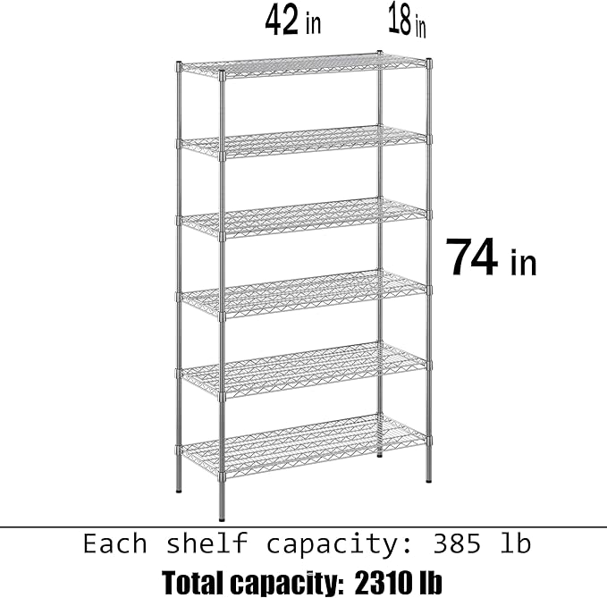 Regal Altair 18" Deep x 42" Wide x 74" Height Wire Shelving Kit | 6-Tier | NSF Commercial Storage Rack Unit