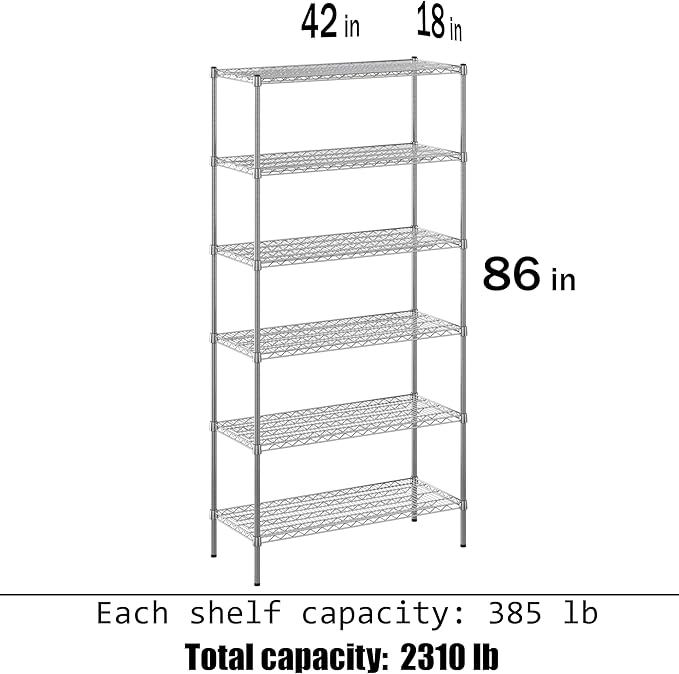 Regal Altair 18" Deep x 42" Wide x 86" Height Wire Shelving Kit | 6-Tier | NSF Commercial Storage Rack Unit
