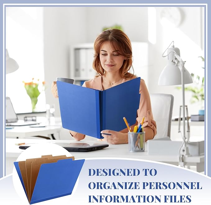 Skyygemm 36 Pcs Classification Folders Letter Size, 3 Divider Pressboard File Folder with Fasteners, Expanding File Organizer Bulk for School Teachers, Office Employee, Coworker, Staff (Dark Blue)