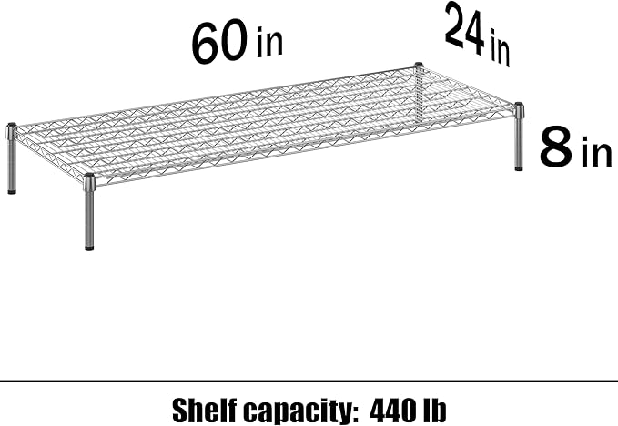 Regal Altair 24" Deep x 60" Wide x 8" Height Wire Shelving Kit | 1-Tier | NSF Commercial Storage Rack Unit