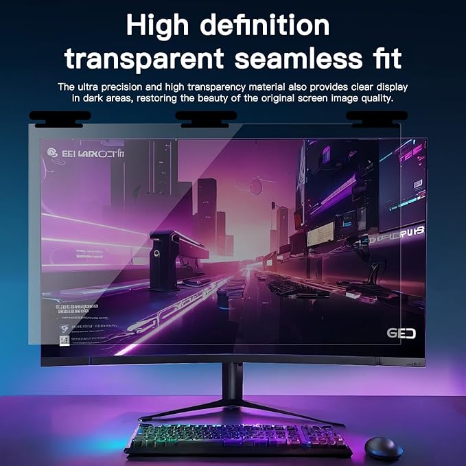 2 Pack Magnetic Hanging Computer Privacy Screen 27 Inch for 16:9 Widescreen Monitor, Removable Privacy Screen Anti Glare Blue Light Computer Screen Privacy Shield, Anti-Scratch 27 in Protector Film