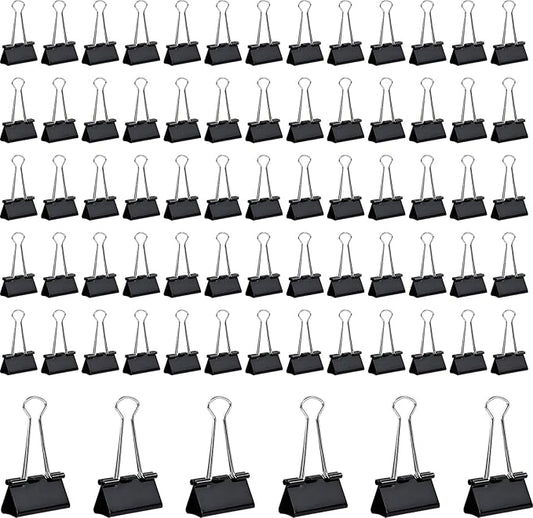 72 PCS Medium Binder Clips – 1.6Inch Heavy Duty Black Metal Paper Clamps, Paper Clips Clamps for Documents Reports, School Teachers Office Supplies